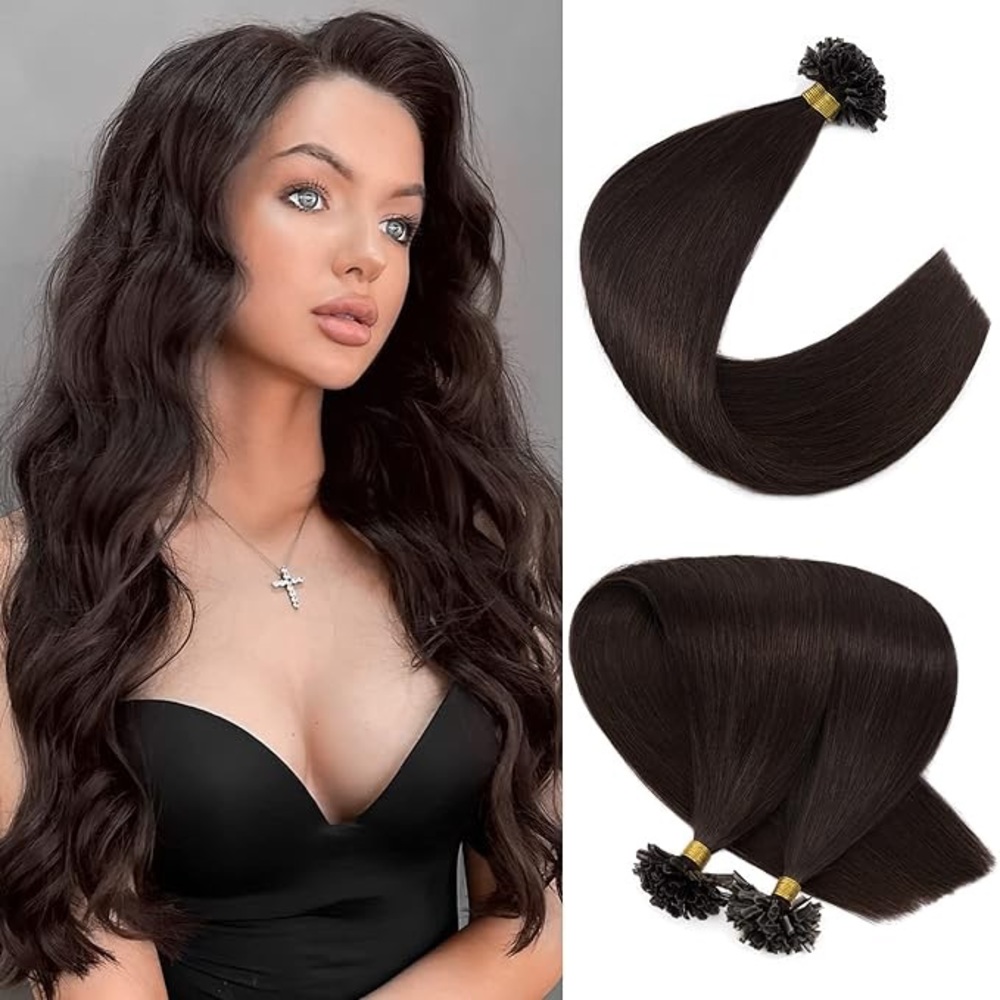 HUMAN HAIR Darkest Brown U Tip Keratin Extensions 22in 50g